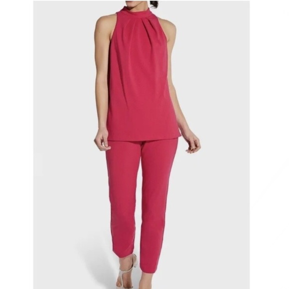 Adrianna Papell Pink Knit Crepe Jumpsuit - Picture 1 of 10